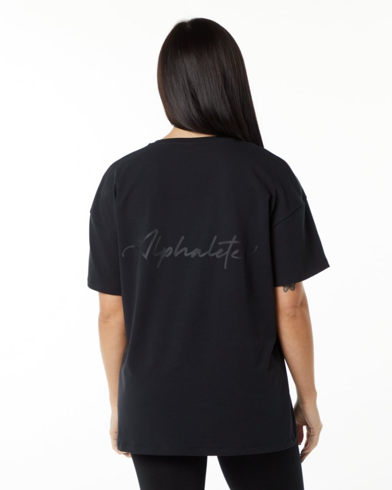 Chemises Alphalete Signature Oversized Tee Noir Femme | IVF-82186943