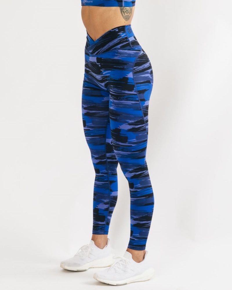 Leggings Alphalete Surface Power Legging Bleu Camouflage Femme | BMR-02524900