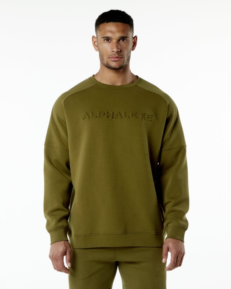 Vestes Alphalete ELMTS Crewneck Pull Moss Homme | WNI-83707936