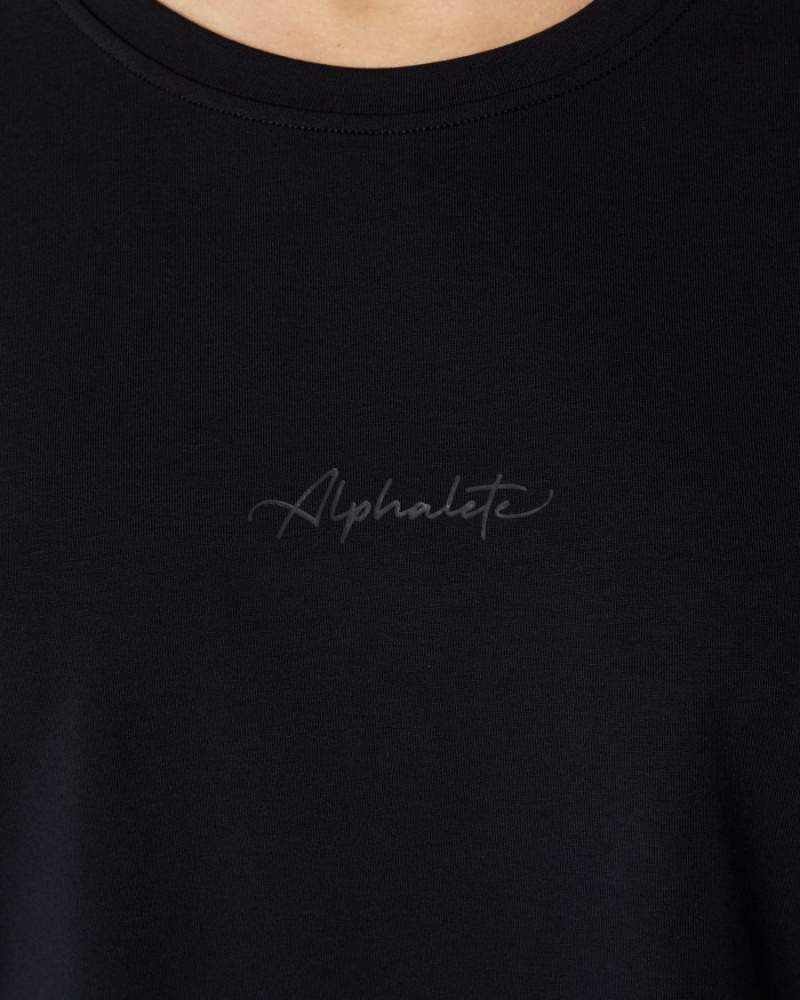 Chemises Alphalete Signature Oversized Tee Noir Femme | IVF-82186943