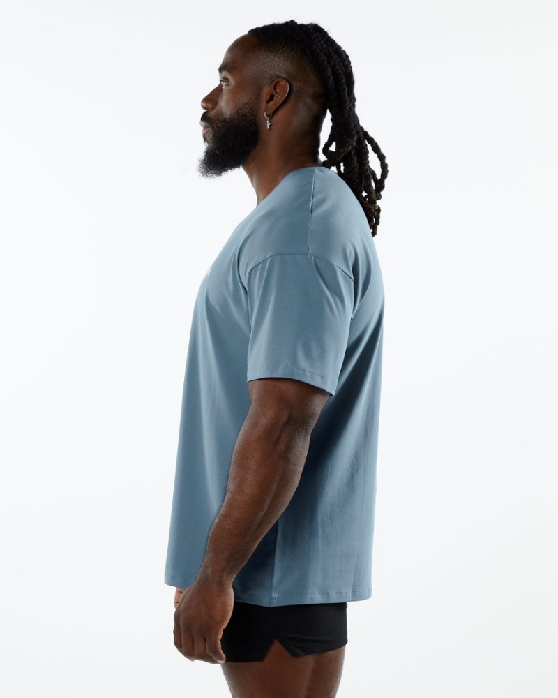 Chemises Alphalete Emblem Tee Bleu Homme | AFO-01290504