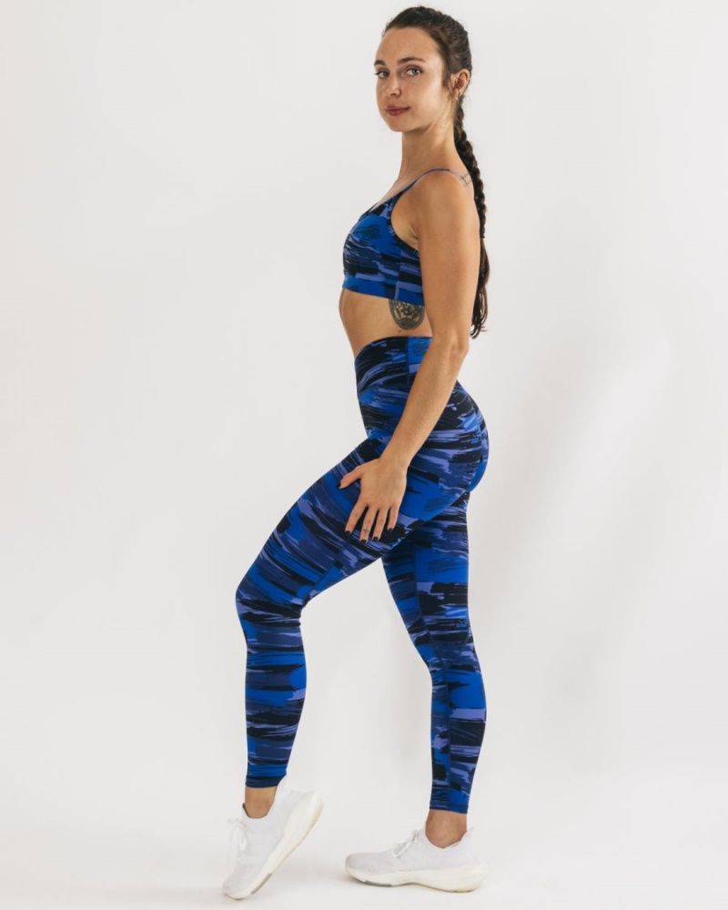 Leggings Alphalete Surface Power Legging Bleu Camouflage Femme | BMR-02524900