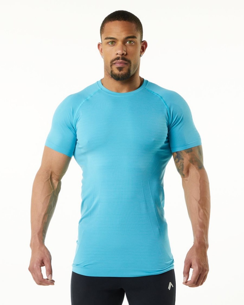 Chemises Alphalete Hero Tee Faded Ocean Homme | OGG-11275457