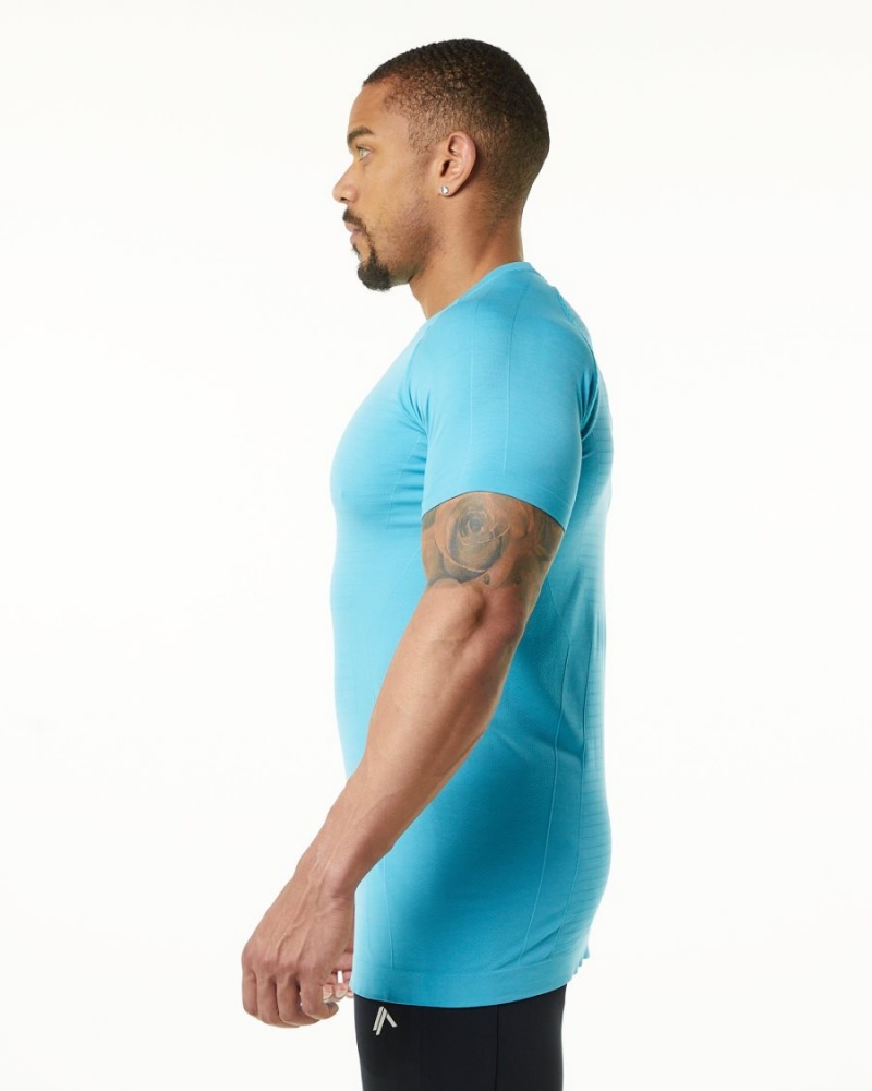 Chemises Alphalete Hero Tee Faded Ocean Homme | OGG-11275457