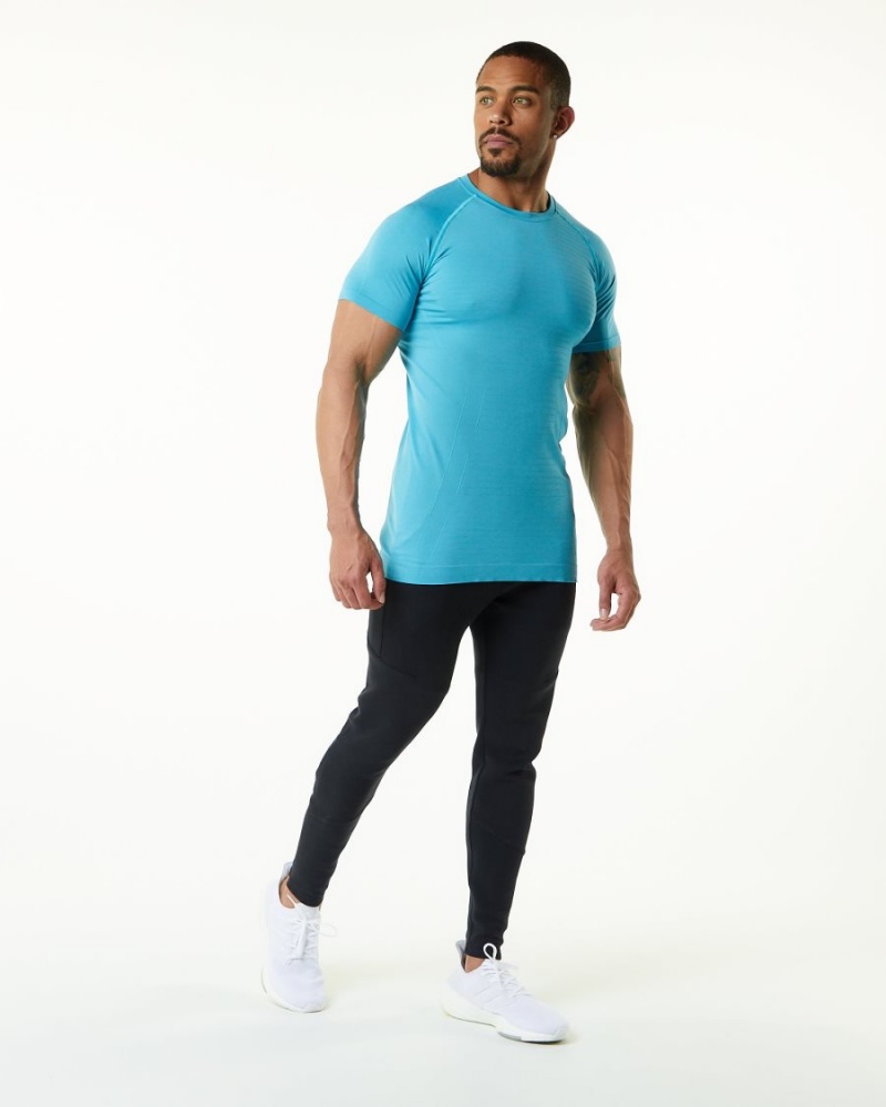 Chemises Alphalete Hero Tee Faded Ocean Homme | OGG-11275457