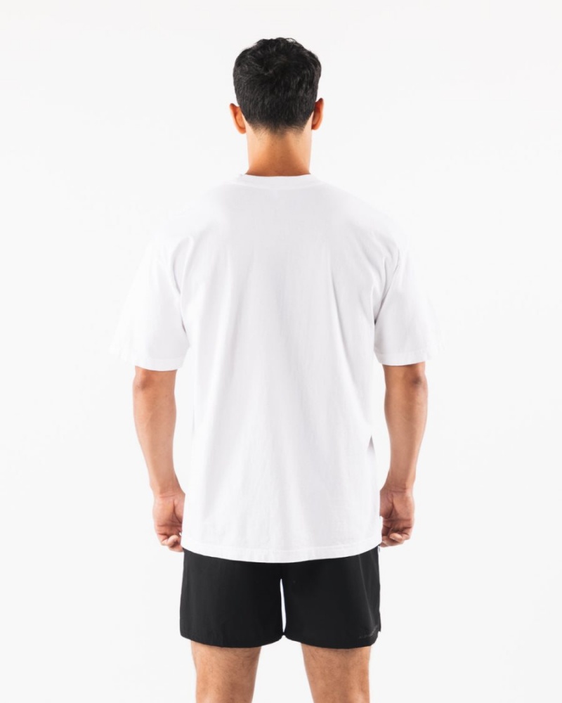 Chemises Alphalete Pump University Tee Blanche Homme | UBK-54794707