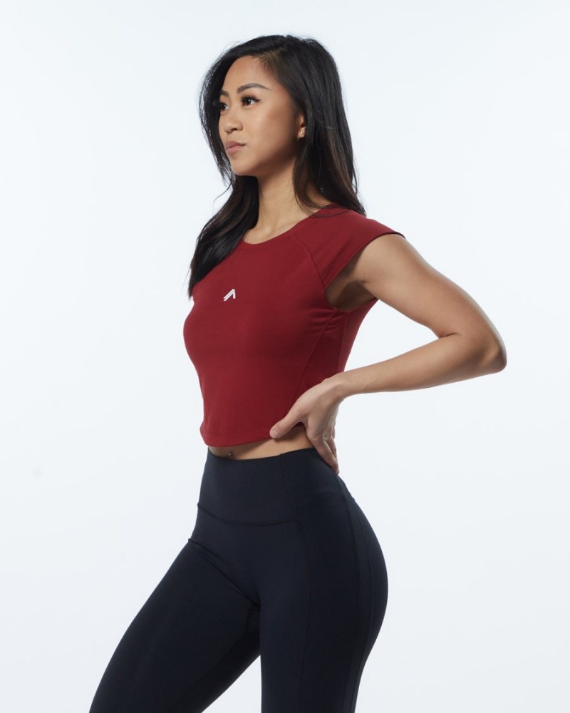 Chemises Alphalete Velocity Crop Tee Rouge Femme | BWX-02227674