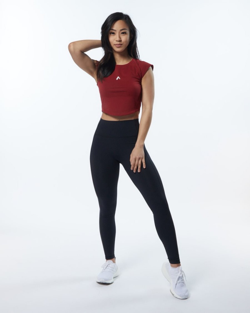 Chemises Alphalete Velocity Crop Tee Rouge Femme | BWX-02227674