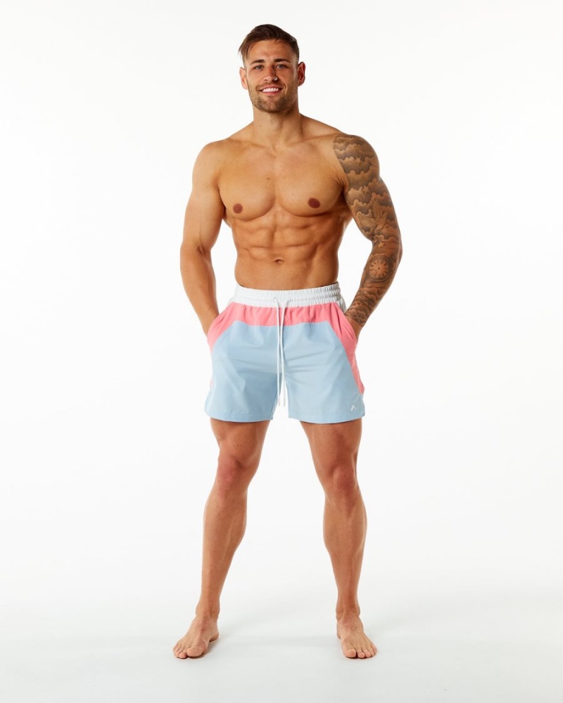 Shorts De Bain Alphalete Swim Trunk 5.5" Corail Bleu Clair Homme | OUW-39177157