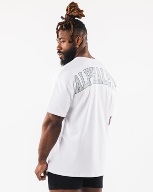 Chemises Alphalete Collegiate Tee Blanche Homme | DFC-27807120