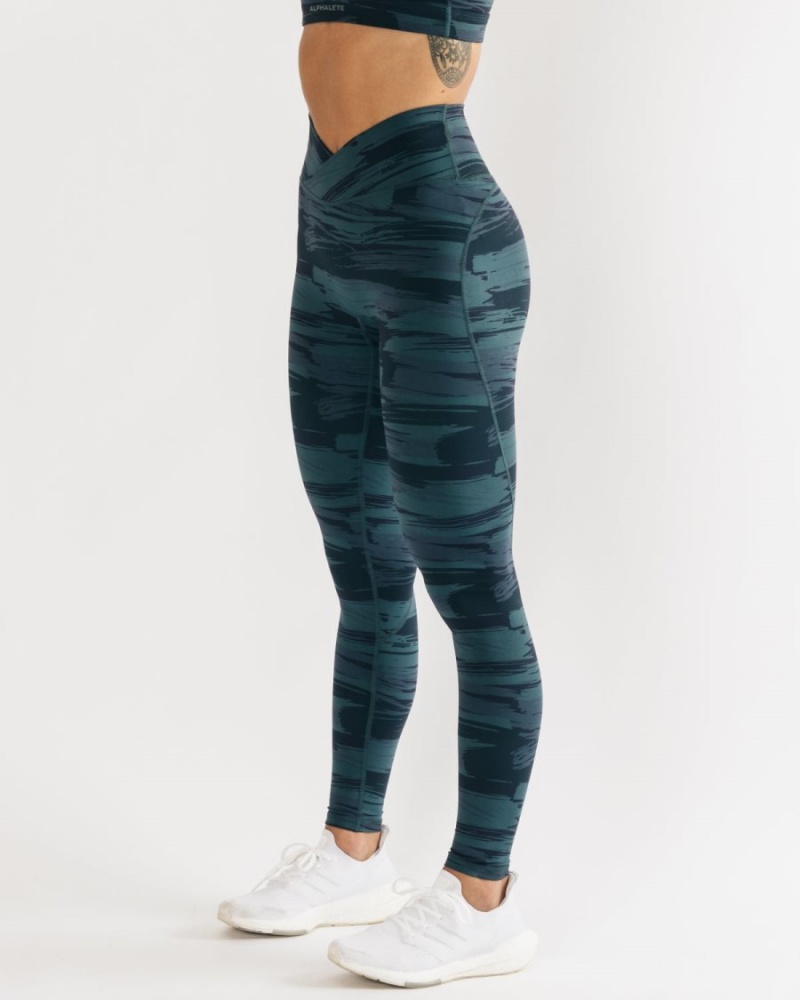 Leggings Alphalete Surface Power Legging Bleu Camouflage Femme | SCL-54831221