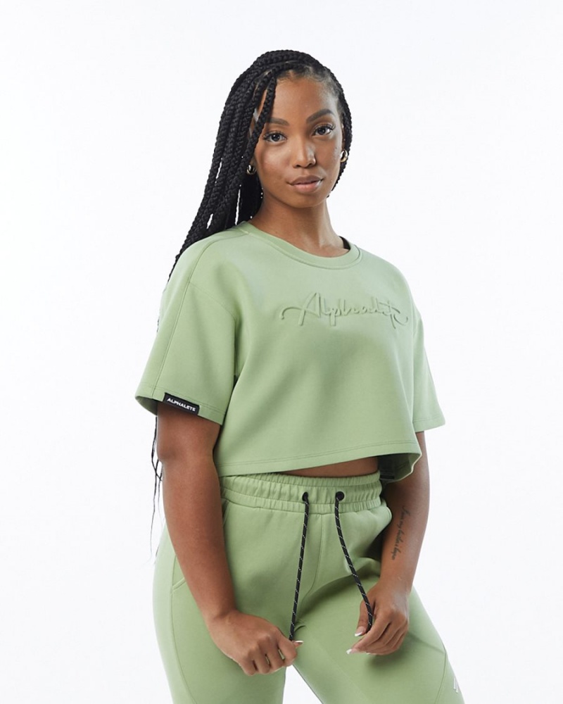 Vestes Alphalete ELMTS Half Sleeve Pullover Vert Clair Femme | JPJ-38819246