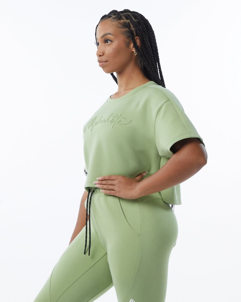 Vestes Alphalete ELMTS Half Sleeve Pullover Vert Clair Femme | JPJ-38819246