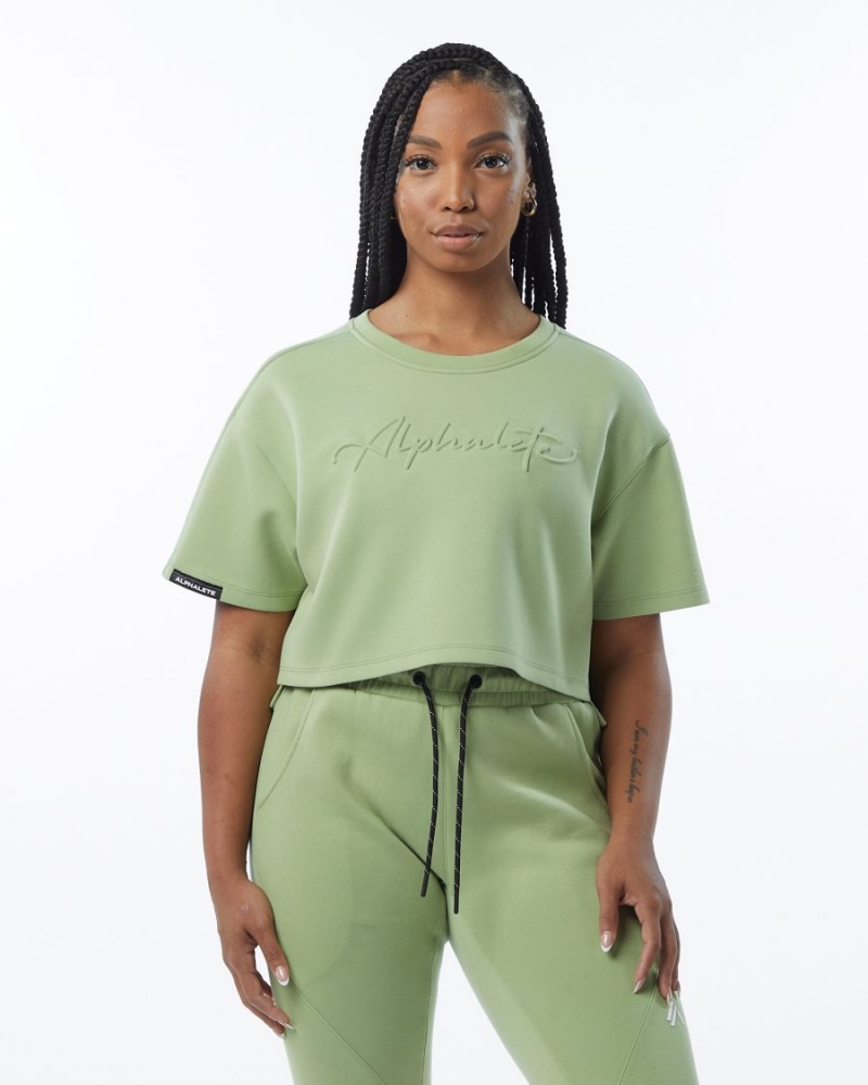 Vestes Alphalete ELMTS Half Sleeve Pullover Vert Clair Femme | JPJ-38819246