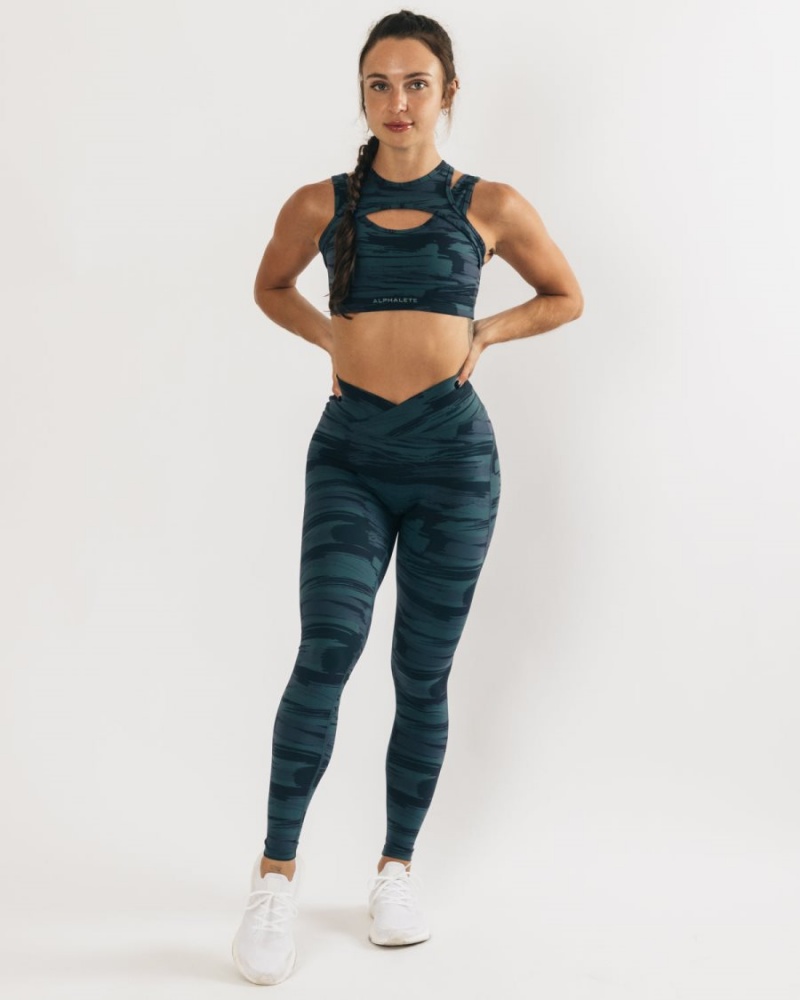 Leggings Alphalete Surface Power Legging Bleu Camouflage Femme | SCL-54831221