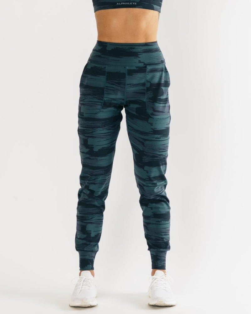 Pantalon Jogging Alphalete Surface Expanse Jogger Bleu Camouflage Femme | JHE-80282635