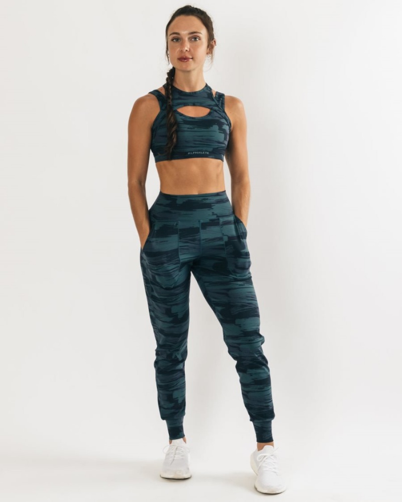 Pantalon Jogging Alphalete Surface Expanse Jogger Bleu Camouflage Femme | JHE-80282635