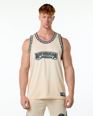 Stringers Alphalete Varsity Basketball Jersey Tan Homme | WZK-28490375