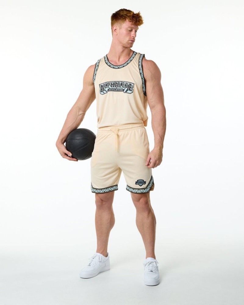 Stringers Alphalete Varsity Basketball Jersey Tan Homme | WZK-28490375