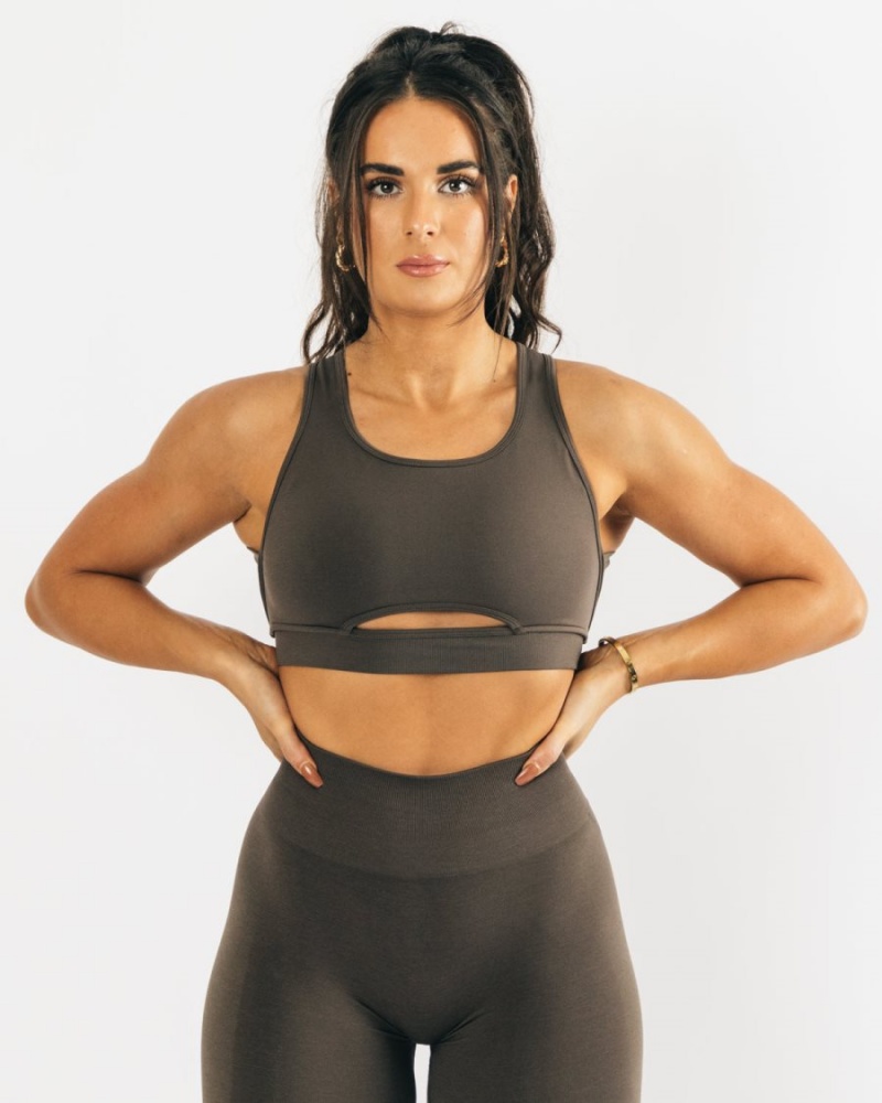 Soutien Gorge Sport Alphalete Trinity Bra Mocha Femme | OBH-68138964