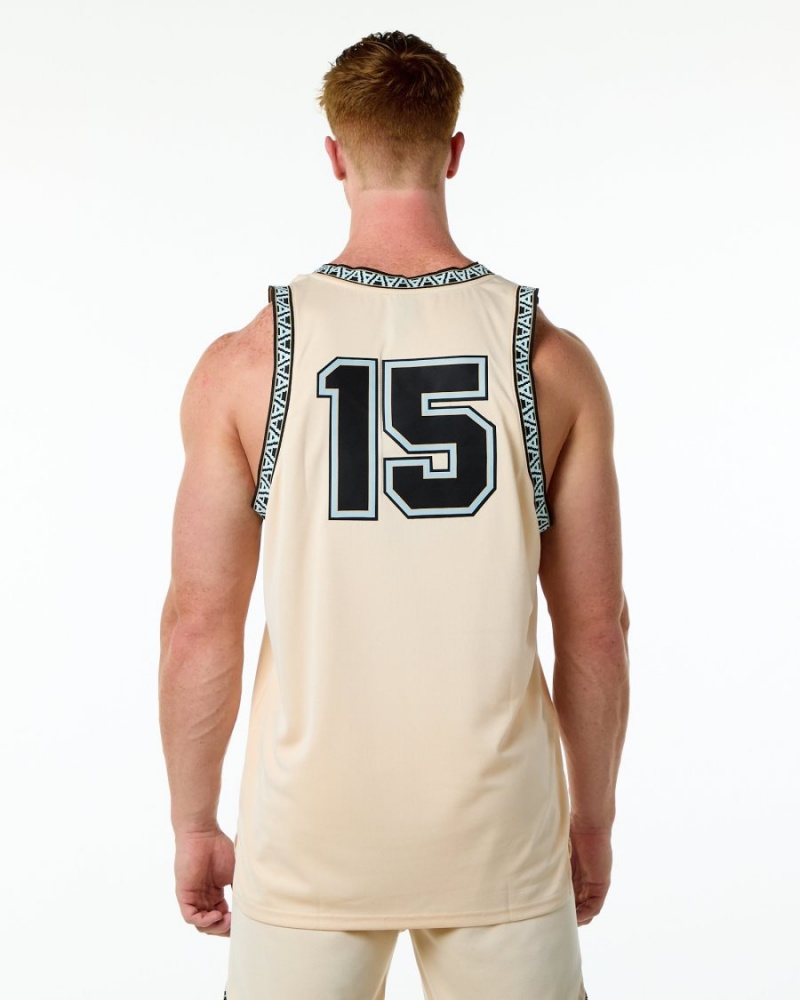 Stringers Alphalete Varsity Basketball Jersey Tan Homme | WZK-28490375