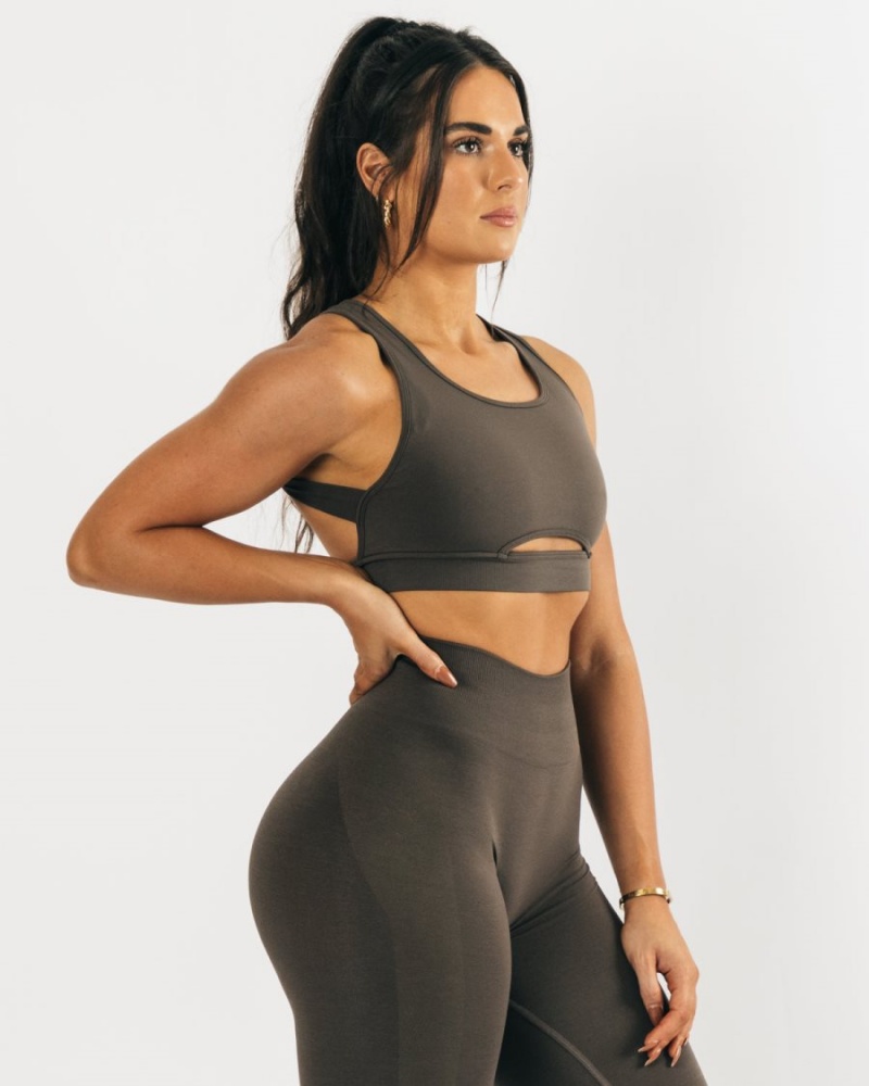 Soutien Gorge Sport Alphalete Trinity Bra Mocha Femme | OBH-68138964