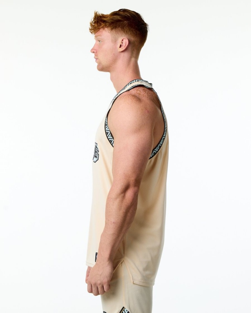 Stringers Alphalete Varsity Basketball Jersey Tan Homme | WZK-28490375