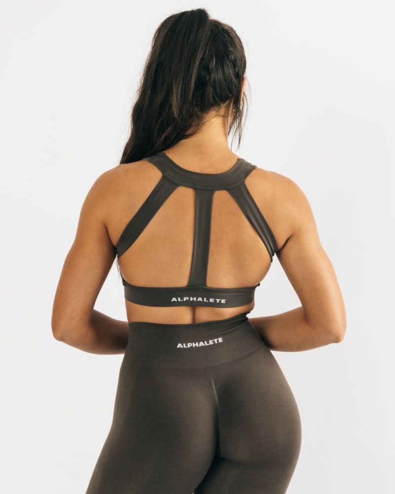 Soutien Gorge Sport Alphalete Trinity Bra Mocha Femme | OBH-68138964