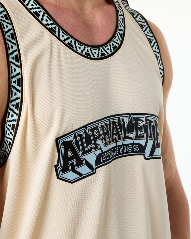 Stringers Alphalete Varsity Basketball Jersey Tan Homme | WZK-28490375