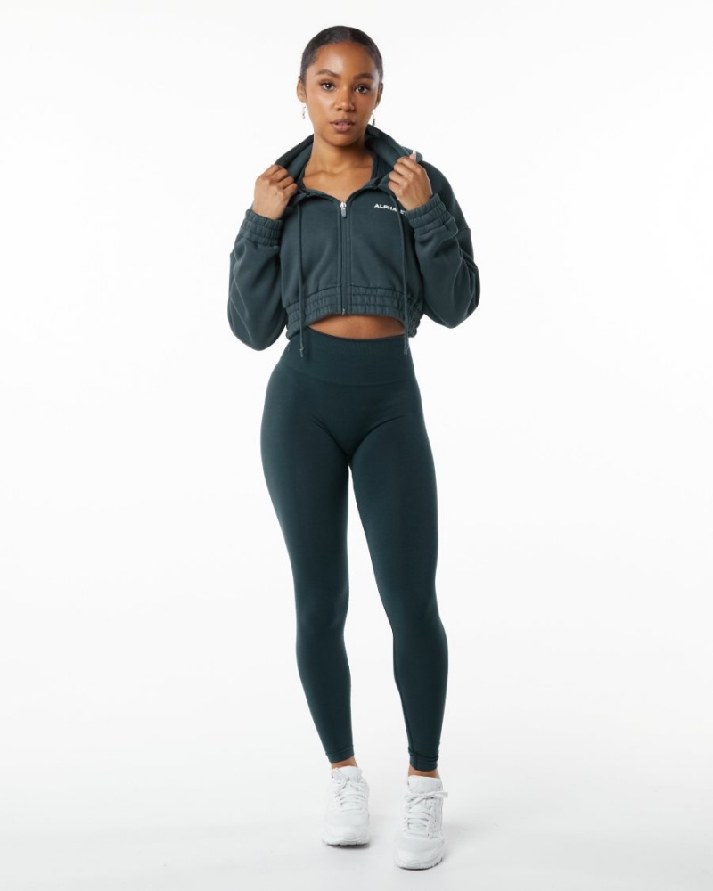 Vestes Alphalete Classiche Capital Full-Zip Crop Jacket Ocean Femme | RTK-28449024