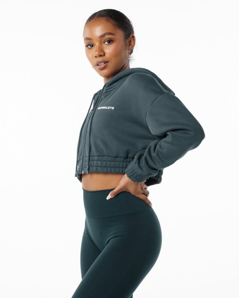 Vestes Alphalete Classiche Capital Full-Zip Crop Jacket Ocean Femme | RTK-28449024