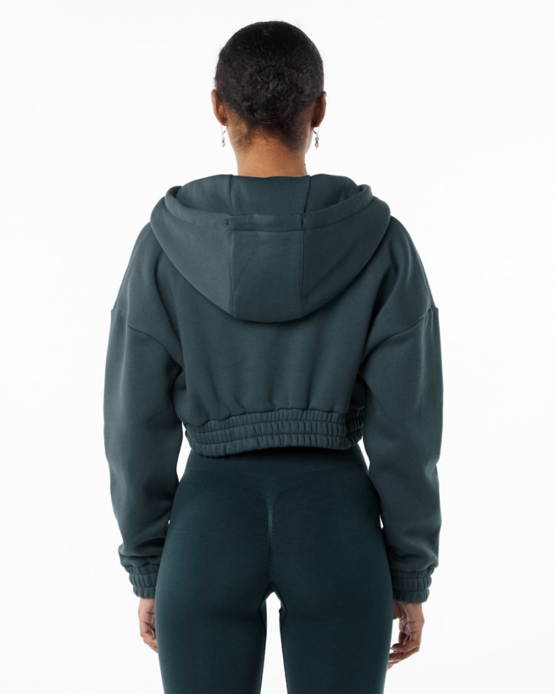 Vestes Alphalete Classiche Capital Full-Zip Crop Jacket Ocean Femme | RTK-28449024