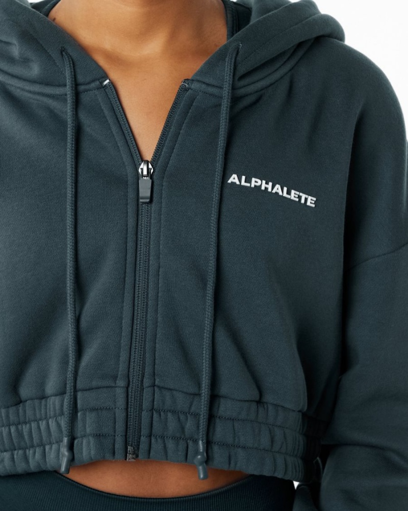 Vestes Alphalete Classiche Capital Full-Zip Crop Jacket Ocean Femme | RTK-28449024