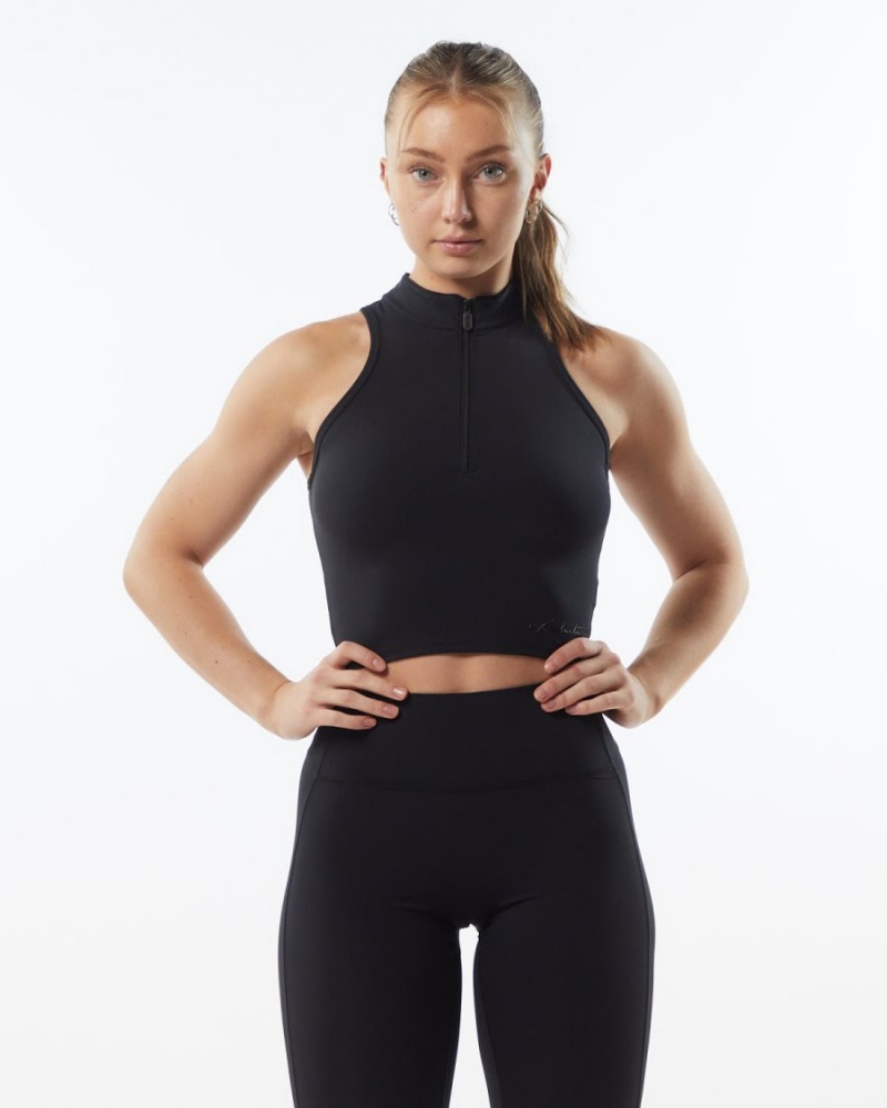 Debardeur Alphalete Pulse Zip Tank Blackout Femme | YSC-10592348