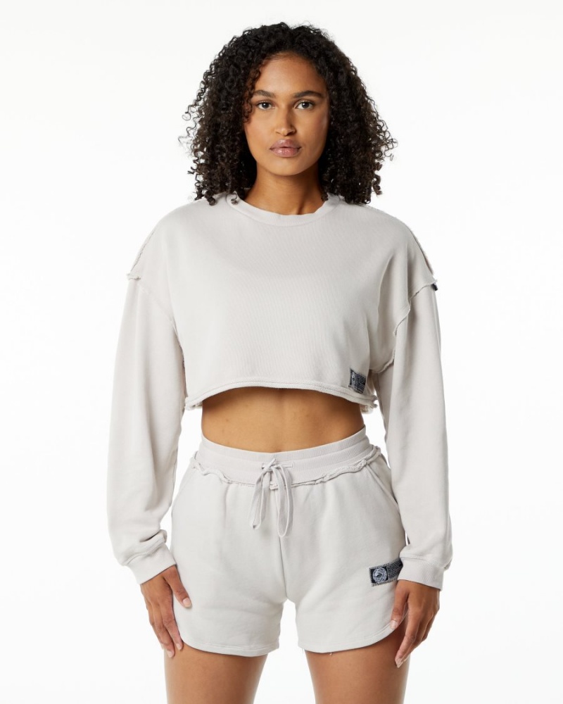 Vestes Alphalete Very Terry Crop Pullover Moonstone Femme | HPI-74890220