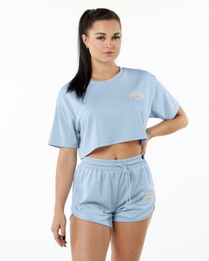 Chemises Alphalete Varsity Crop Bleu Clair Femme | WGV-97282998