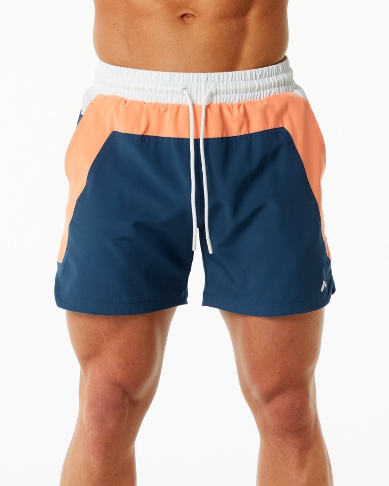 Shorts De Bain Alphalete Swim Trunk 5.5" Orange Bleu Homme | POS-31261172