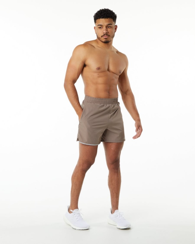 Short Alphalete Core Stride Corta 5” Mocha Homme | RAS-20621271