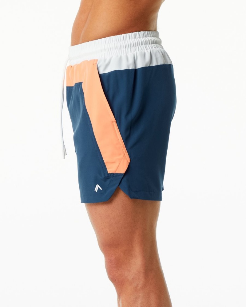 Shorts De Bain Alphalete Swim Trunk 5.5" Orange Bleu Homme | POS-31261172