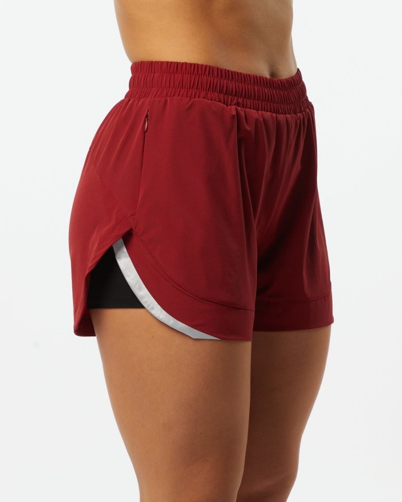 Short Alphalete Stride Corta 3" Rouge Femme | ZSZ-17519649