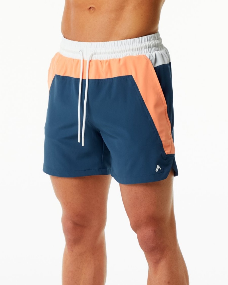 Shorts De Bain Alphalete Swim Trunk 5.5" Orange Bleu Homme | POS-31261172