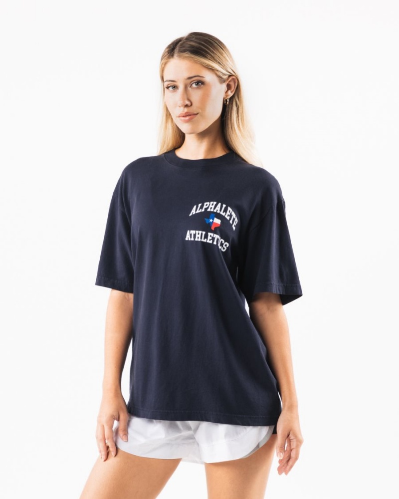 Chemises Alphalete Texas Tee Bleu Marine Femme | SJC-20953831