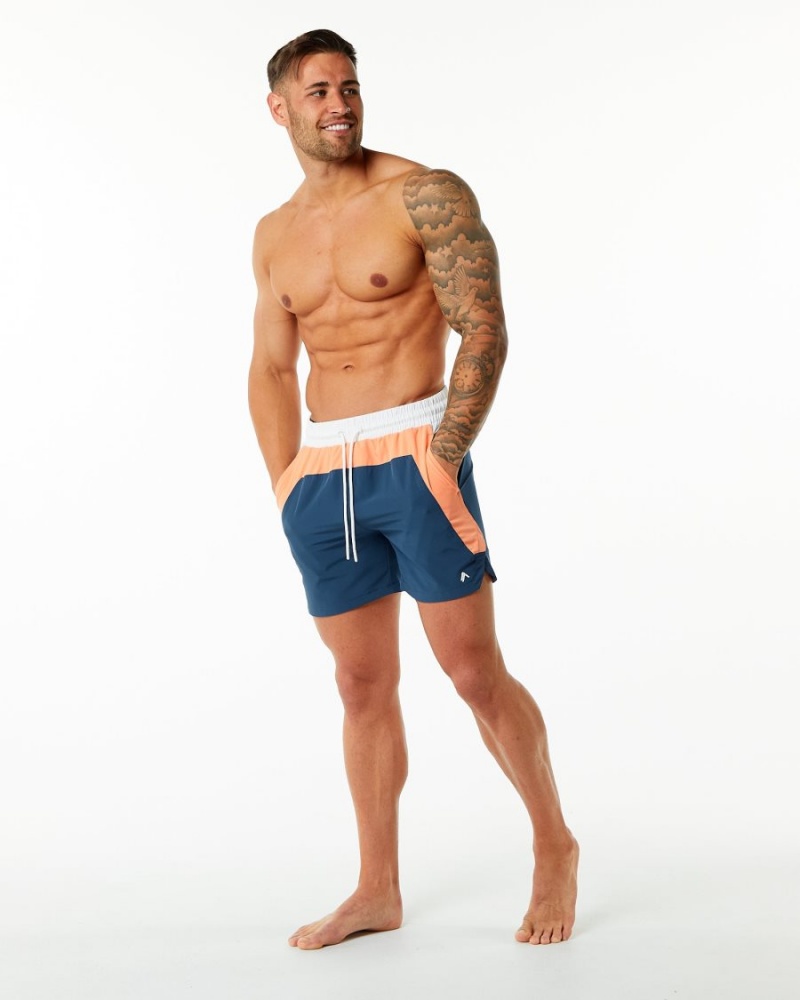 Shorts De Bain Alphalete Swim Trunk 5.5" Orange Bleu Homme | POS-31261172