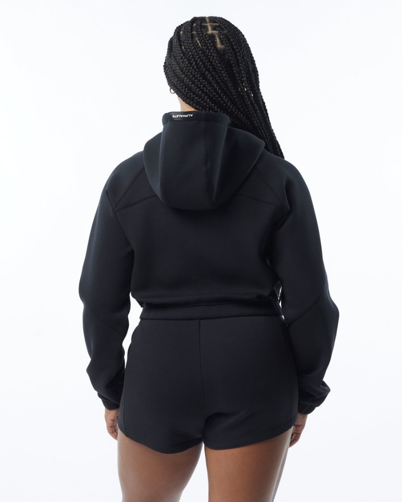 Vestes Alphalete ELMTS Full-Zip Crop Jacket Noir Femme | NIG-80437331