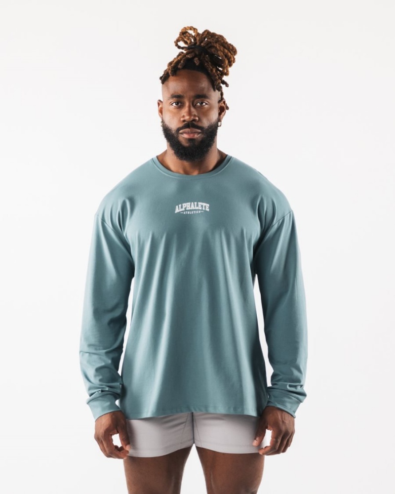 Chemises Alphalete AA Paisley Print LS Tee Turquoise Homme | GXW-99256490