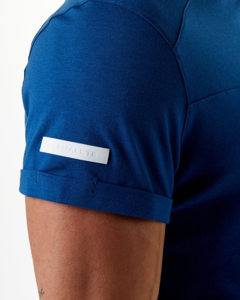 Chemises Alphalete Evo Pocket Tee Bleu Homme | WJA-31544599