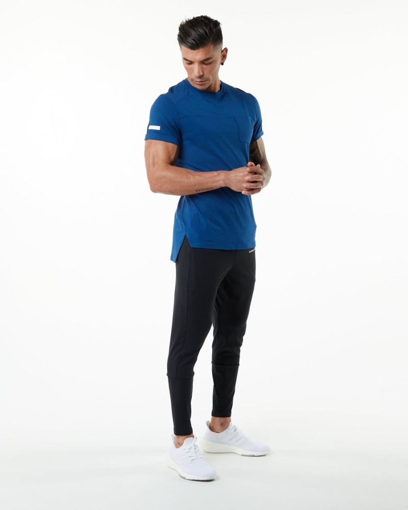 Chemises Alphalete Evo Pocket Tee Bleu Homme | WJA-31544599