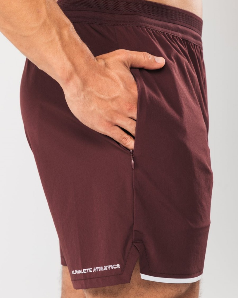 Short Alphalete Studio Corta 6" Sangria Homme | YSK-93640951