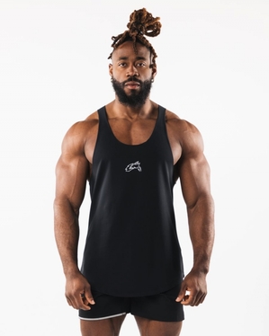 Debardeur Alphalete Wolf Head Raw Cut Tank Noir Homme | BUC-22844400