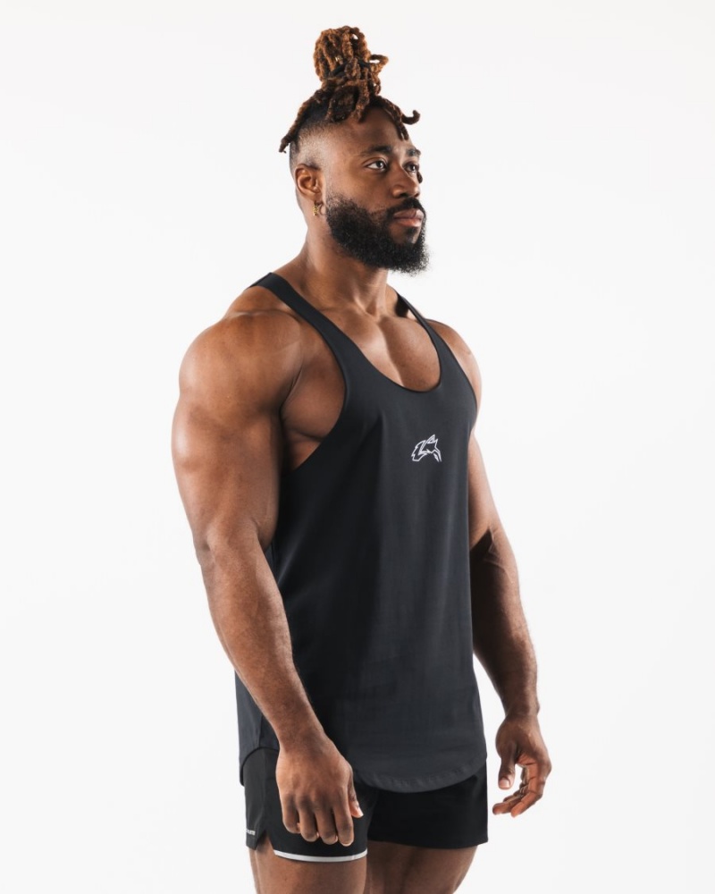 Debardeur Alphalete Wolf Head Raw Cut Tank Noir Homme | BUC-22844400